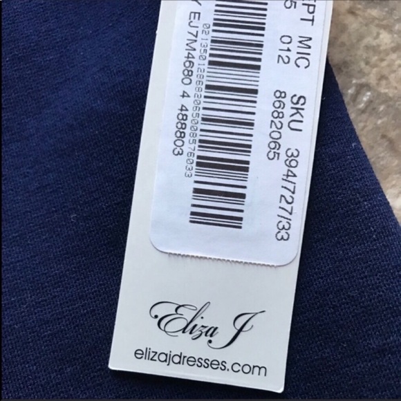 Eliza J Cap Sleeve Sheath Dress Navy White 14 L - Picture 7 of 8